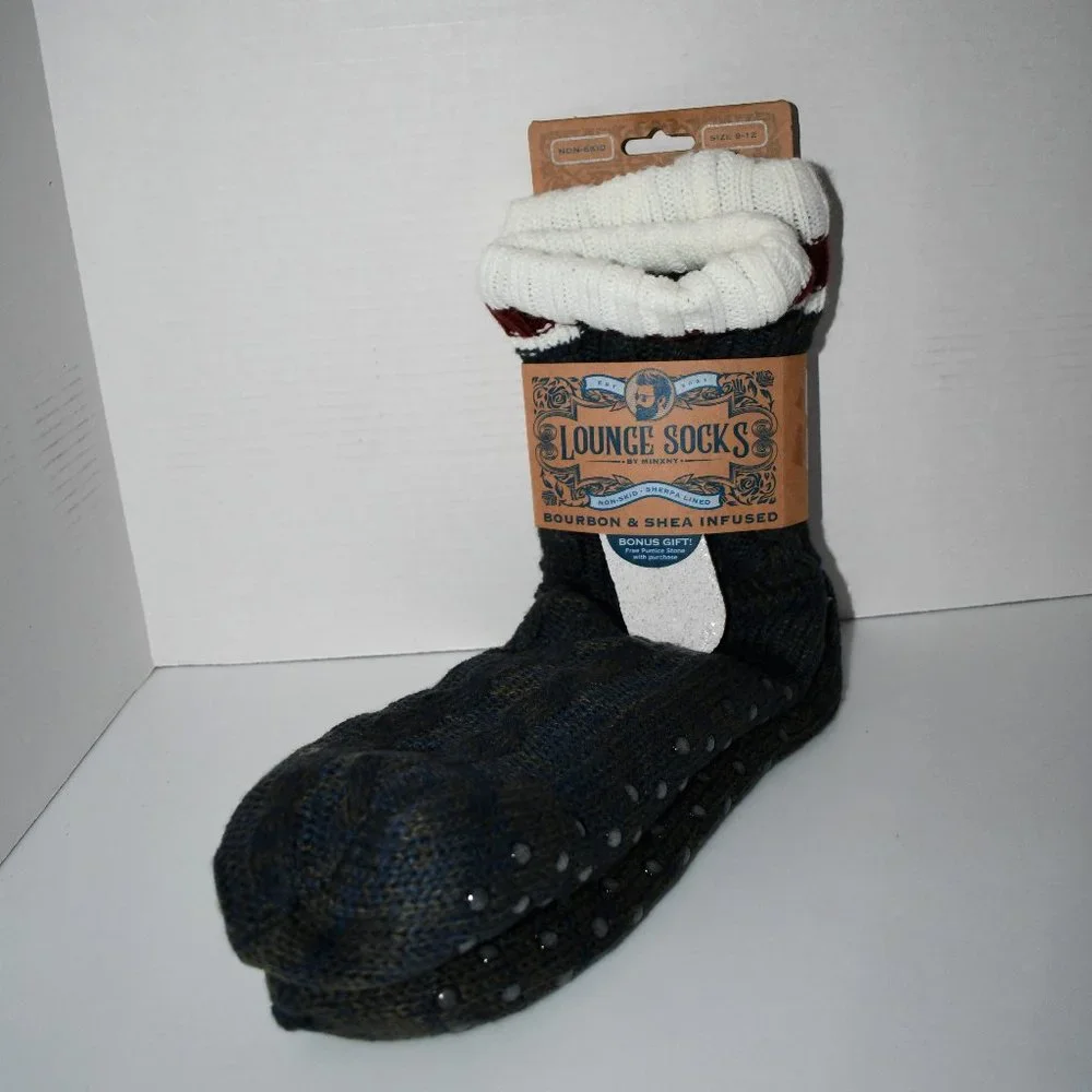 MinxNY Men’s Premium Pumice Stone Socks in Blue/Red Size 9-12 #780049 NWT